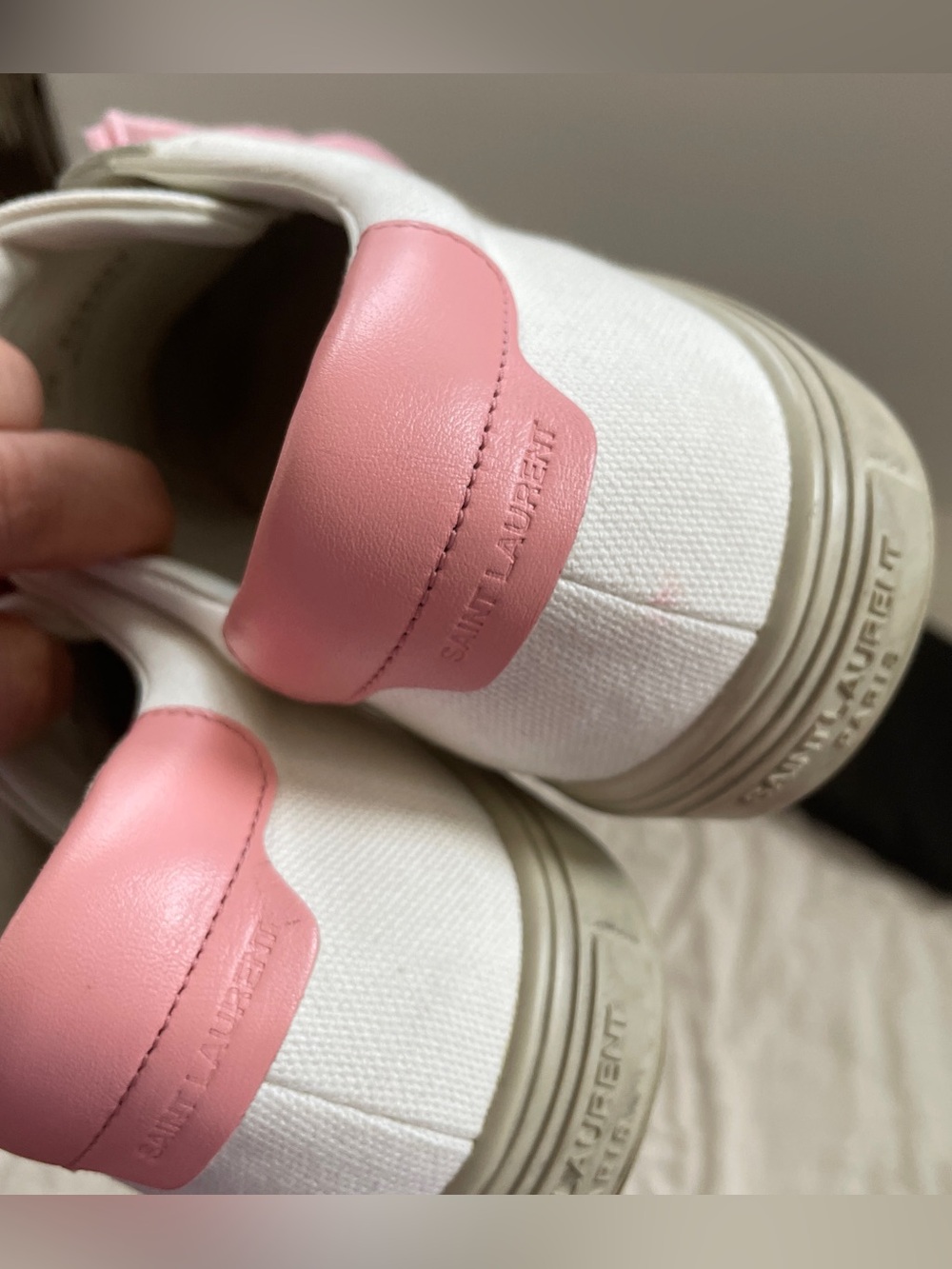 Saint Laurent Pink and White leather-trimmed Canvas Sneakers - Picture 10 of 14